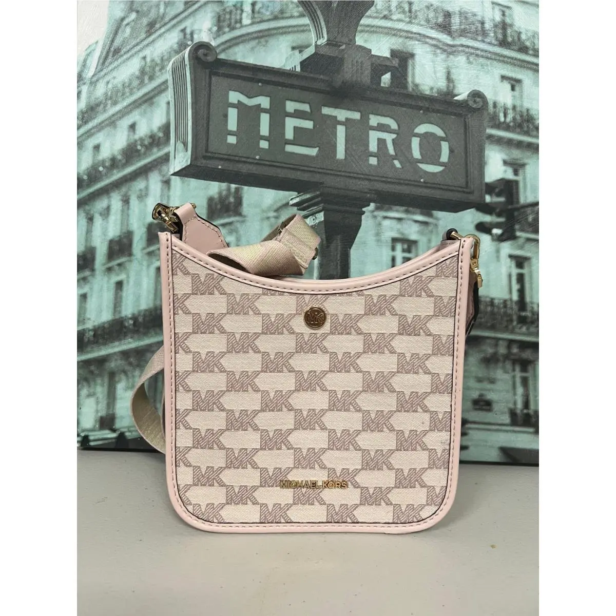 Michael Kors Briley Small Crossbody Pink Multi Logo 35S2G7BM1J