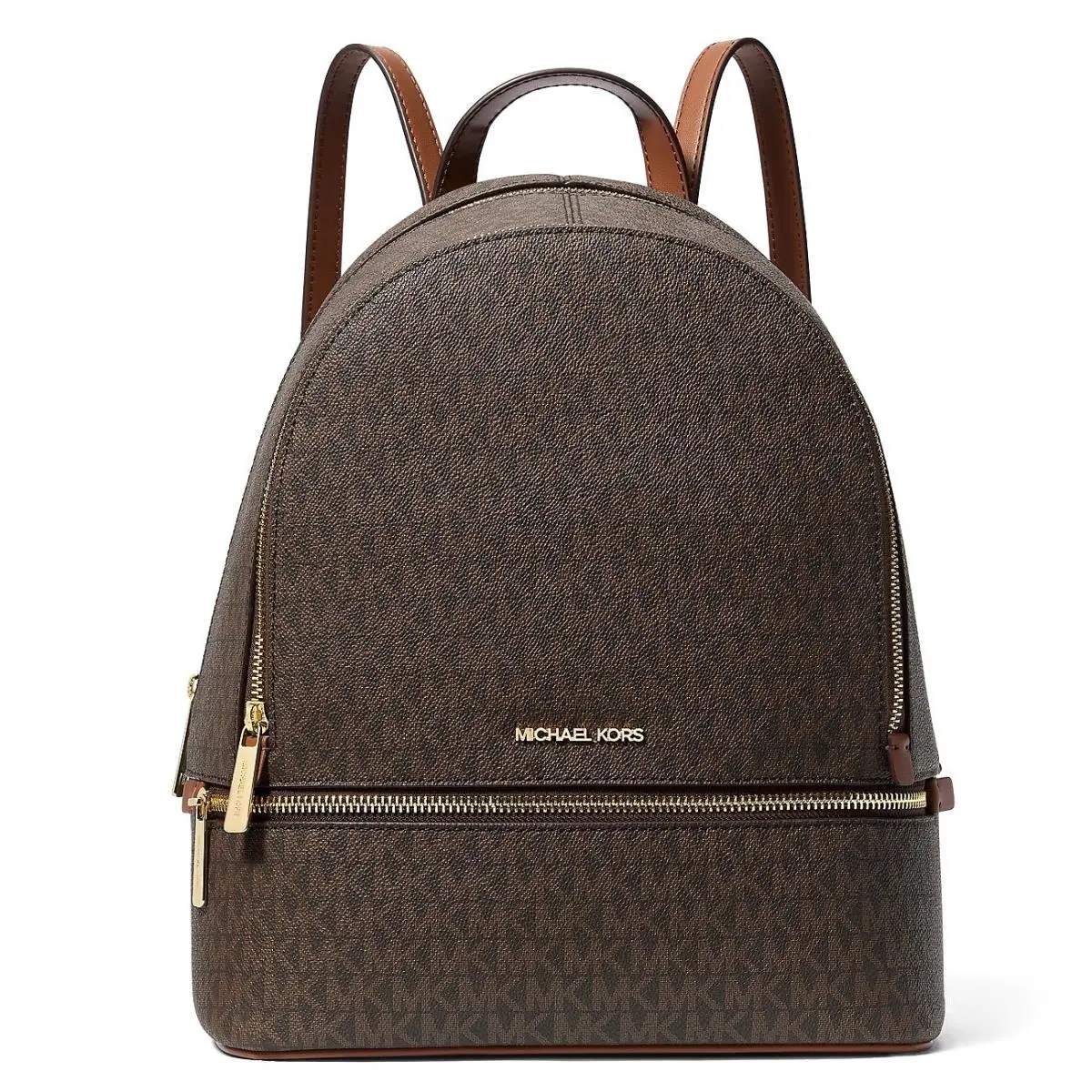 Rhea Medium Signature Logo Backpack Brown 35S5GRAB2B by Michael Kors