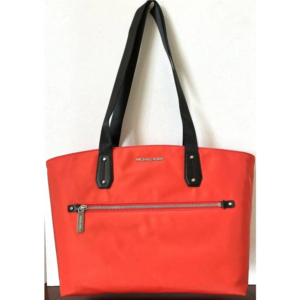 Polly Medium Top Zip Nylon Tote Bag Mandar by Michael Kors