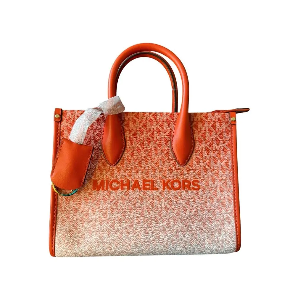Michael Kors Mirella Small Shopper Crossbody Orange White Ombré