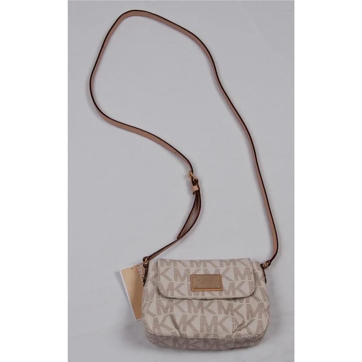 Michael Kors Item Signature Monogram Pvc Flap Messenger Crossbody Vanilla