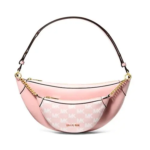 Michael Kors Hollis Medium 2-in-1 Shoulder Bag Leather Logo Powder Blush