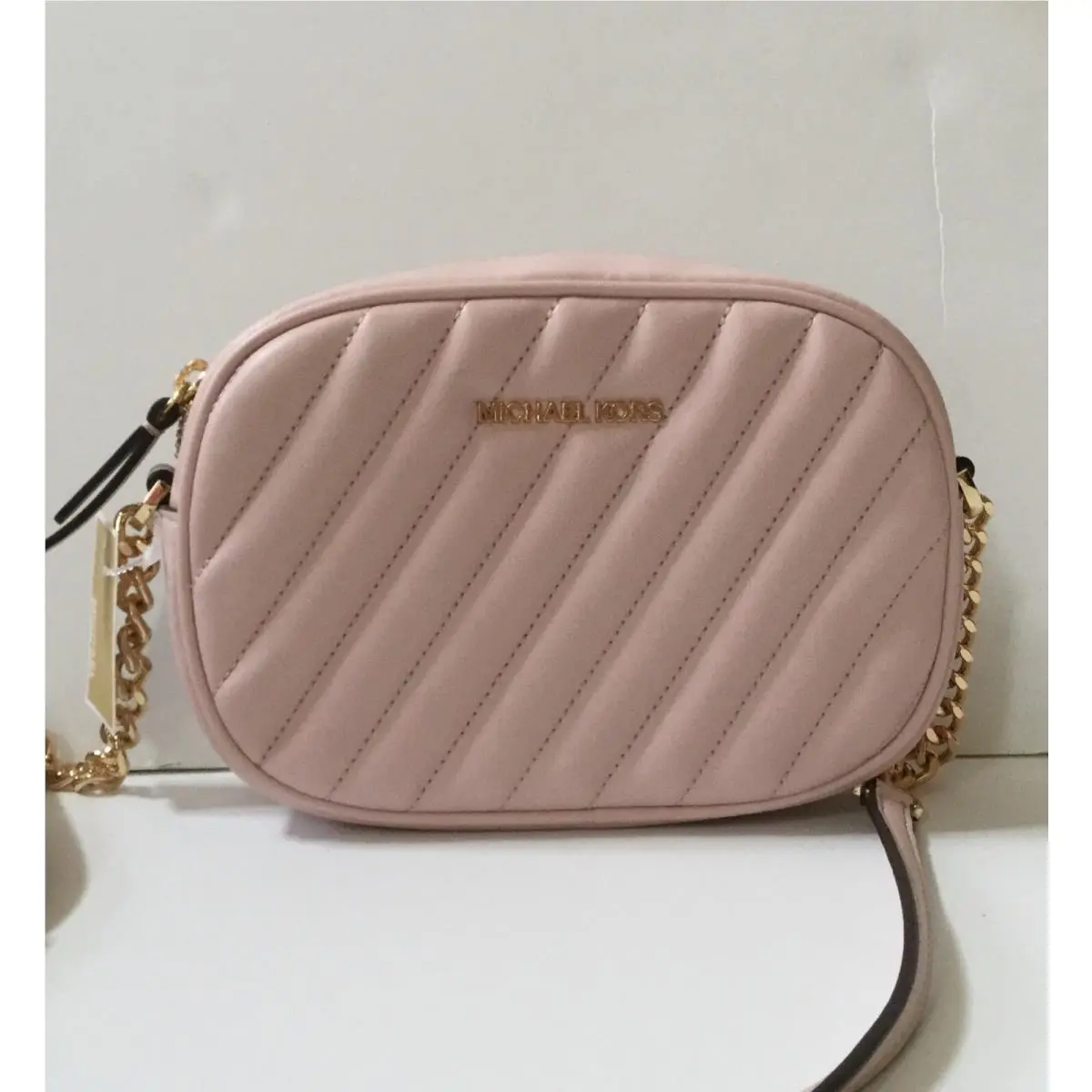 Michael Kors Small Oval Camera Crossbody Bag in Powder Blush