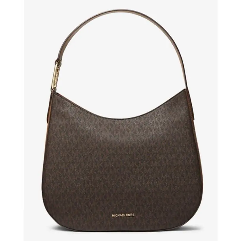 Michaekl Kors Kensington Large Signature Logo Hobo Shoulder Bag Brown/acorn