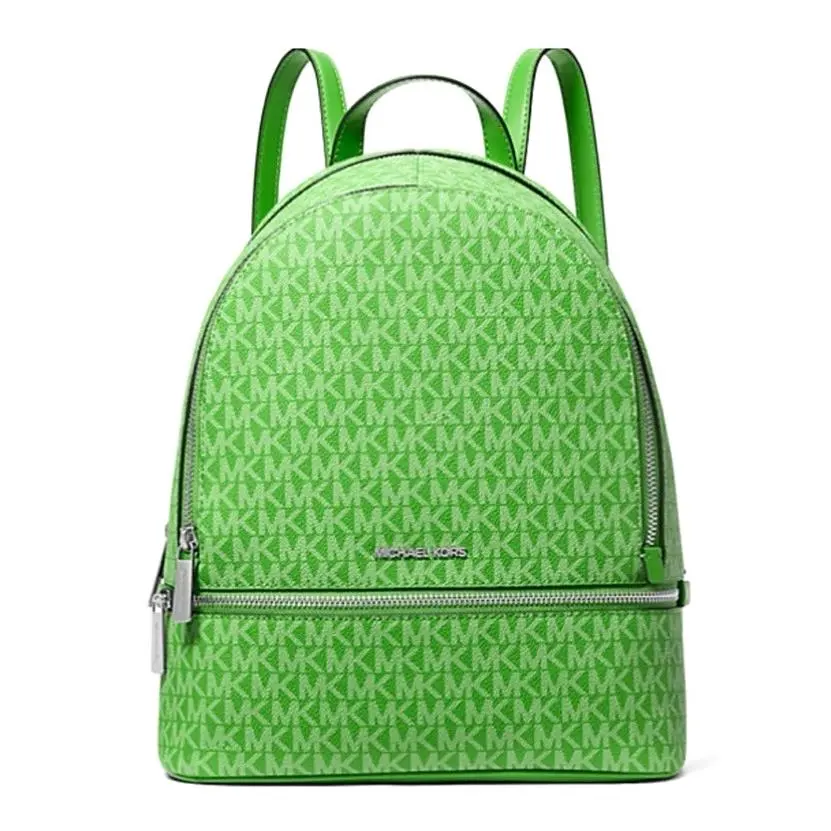 Rhea Medium Signature Logo Backpack Jungle Green with Dust Bag by Michael Kors