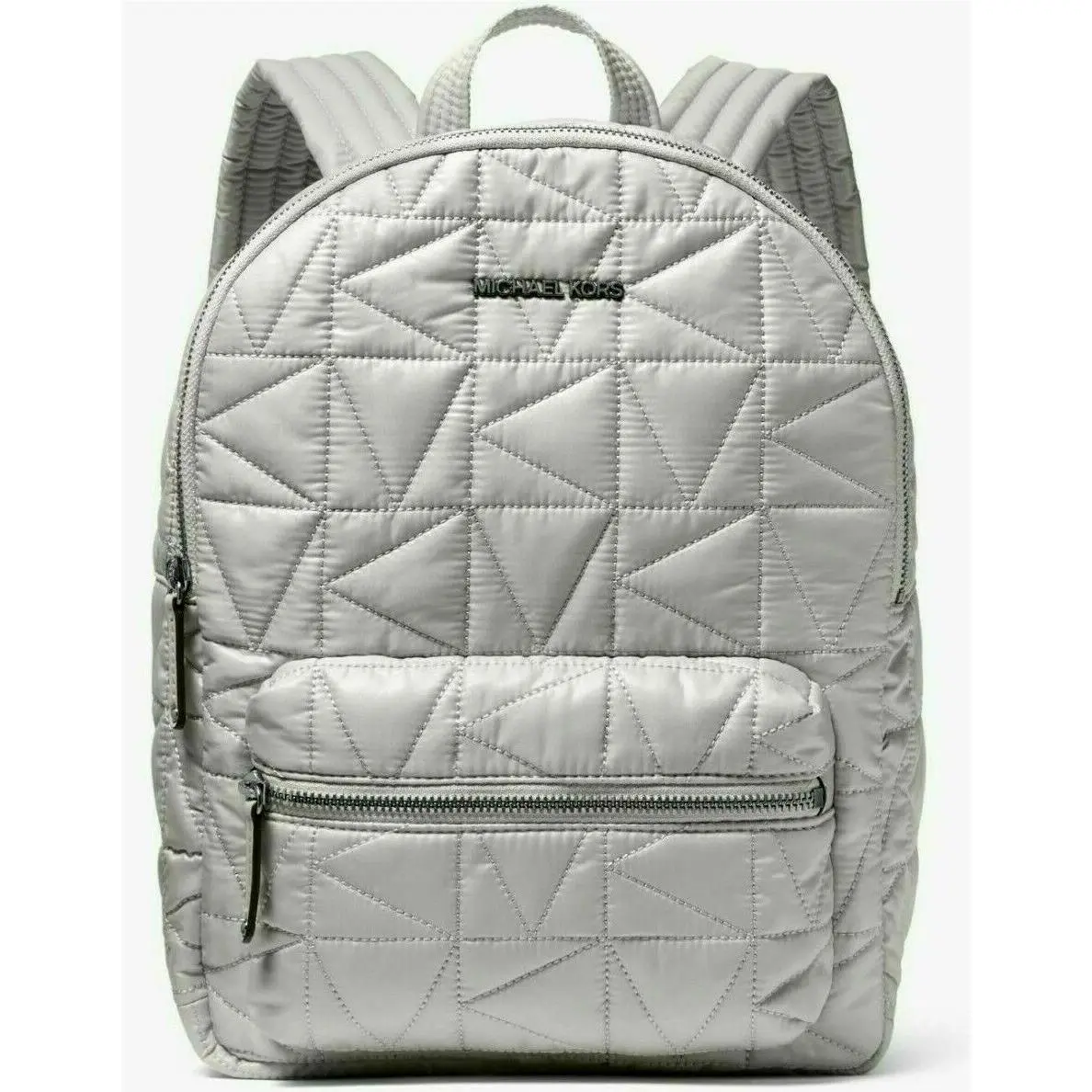 Michael Kors Winnie Medium Backpack Quilted Nylon Pearl Grey with Dust Bag
