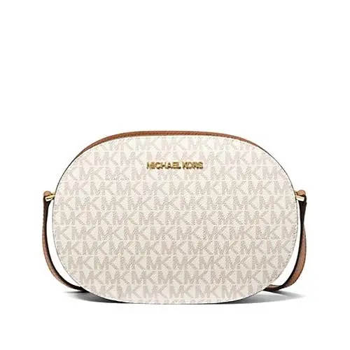 Jet Set Travel Medium Logo Crossbody Bag Vanilla with Dust Bag by Michael Kors