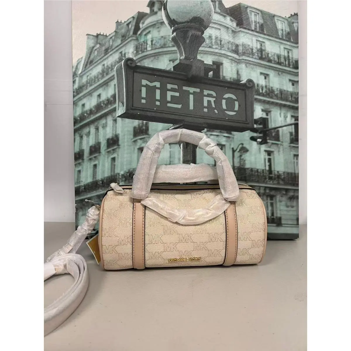Michael Kors 35F2G3ZM6J Jacquard Barrel Crossbody Handbag For Women