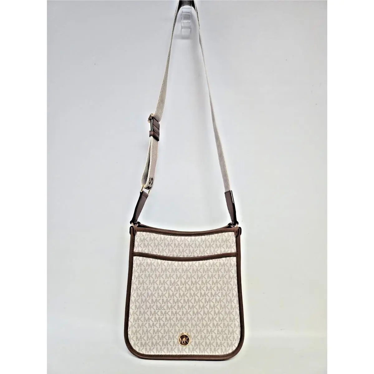 Michael Kors Luisa Large Vanilla Tan Leather Messenger Bag