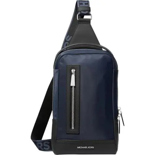 A-line Logo Sling Bag Navy Nylon Malone Logo Strap by Michael Kors
