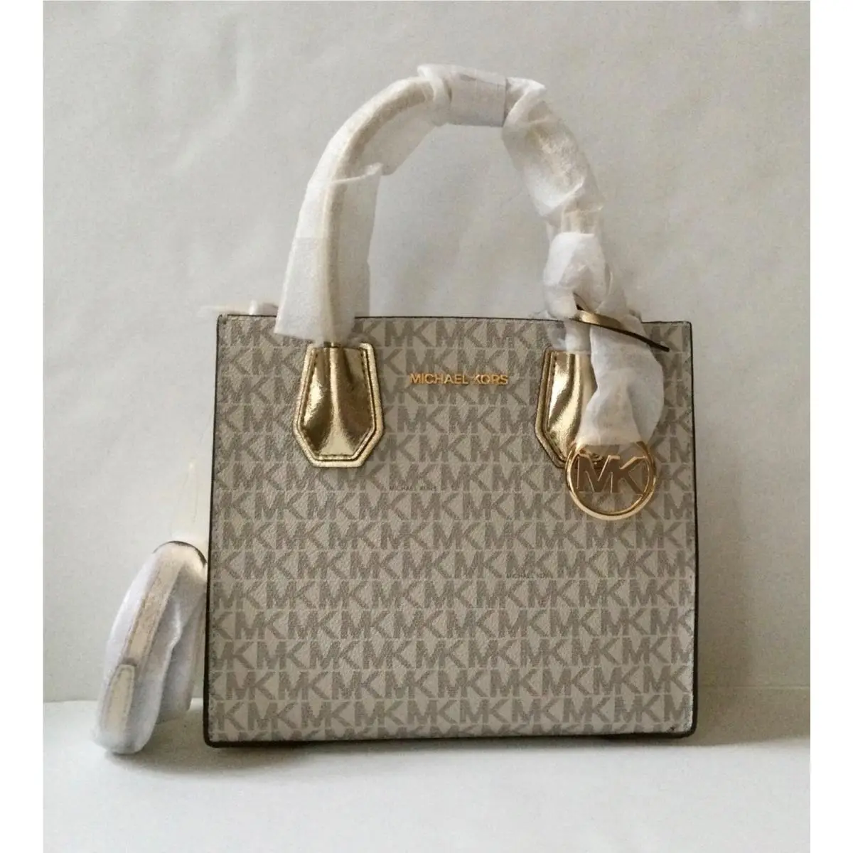 Michael Kors Mercer Medium Signature Logo Metallic Accordion Crossbody Bag