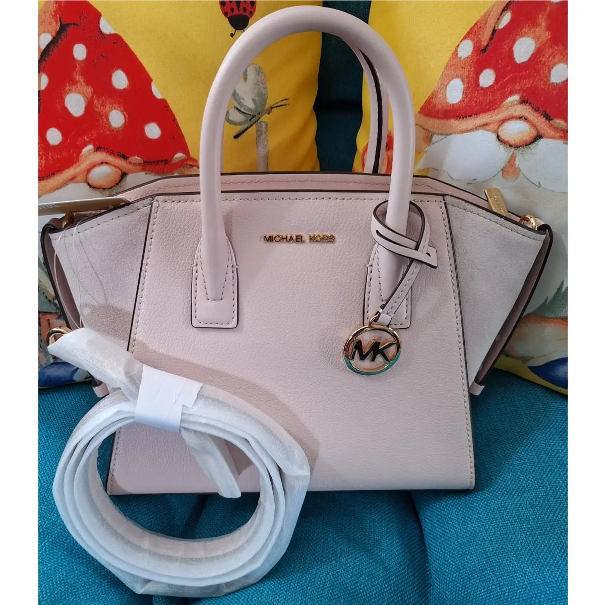 Michael Kors Avril Small Leather Satchel Powder Blush