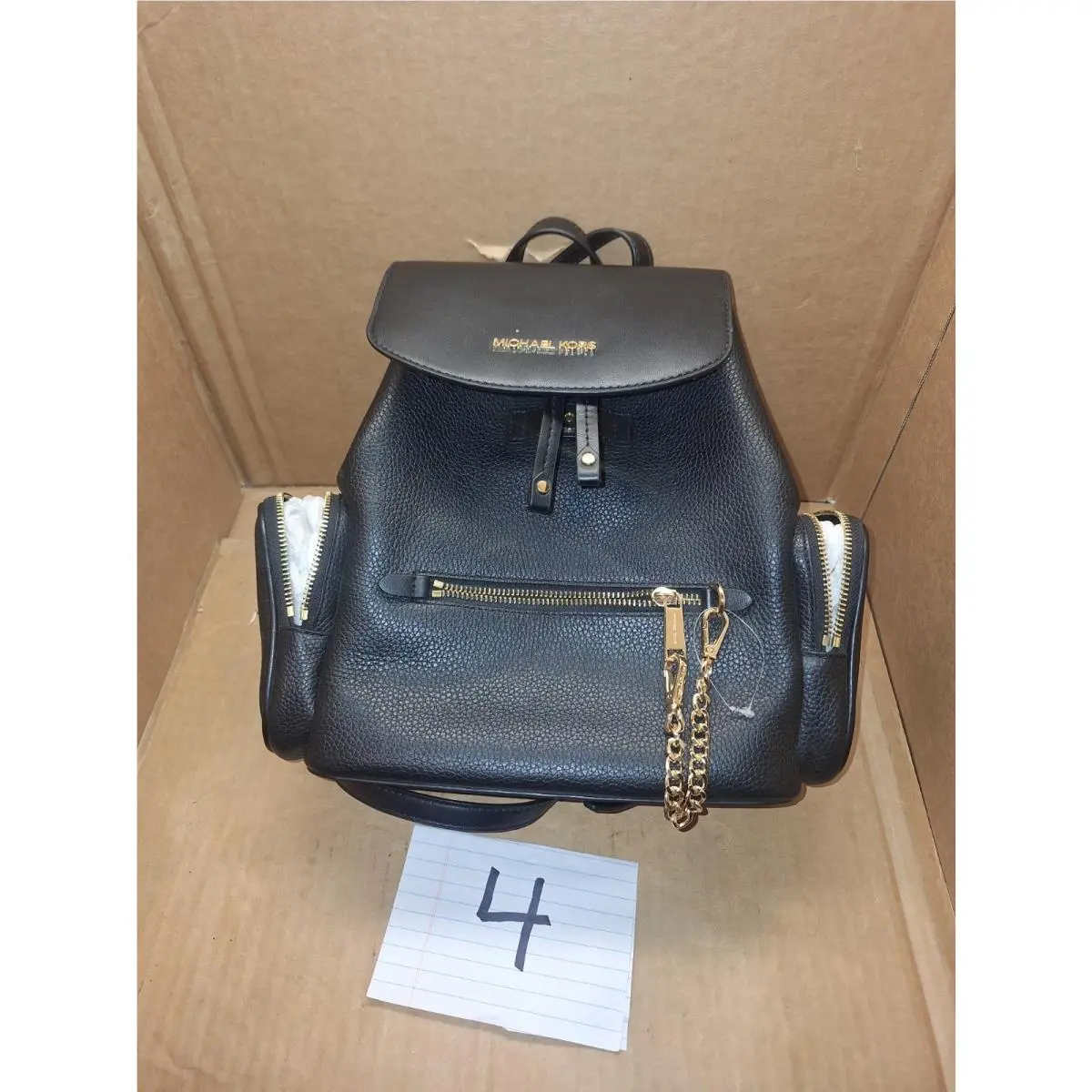 Michael Kors Jet Set Backpack Mk Logo Large Chain Backpack - Black
