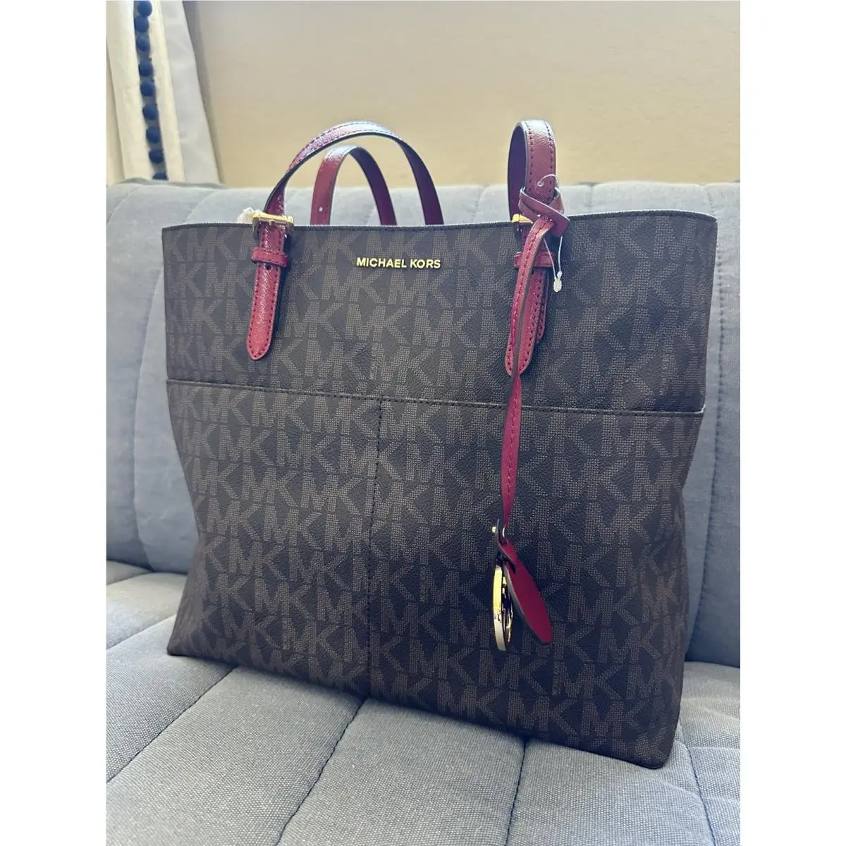 Michael Kors Bedford Medium Zip Pocket Tote Shoulder Bag Handbag Purse