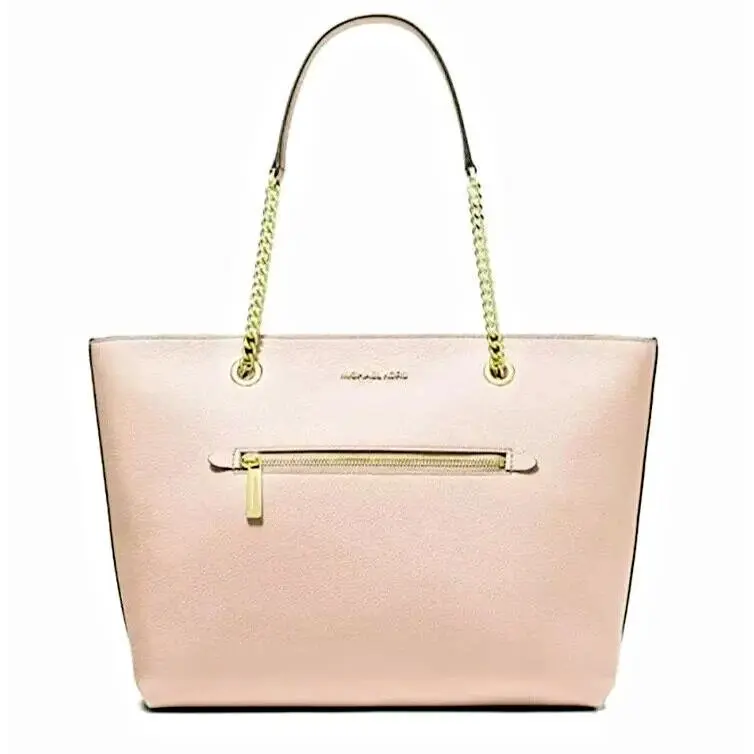 Michael Kors Jet Set Medium Front Zip Chain Tote Pebble Leather Powder Blush
