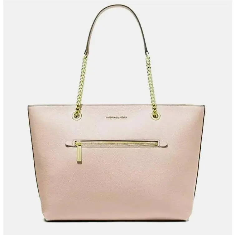 Michael Kors Jet Set Medium Front Zip Chain Tote Pebble Leather Powder Blush