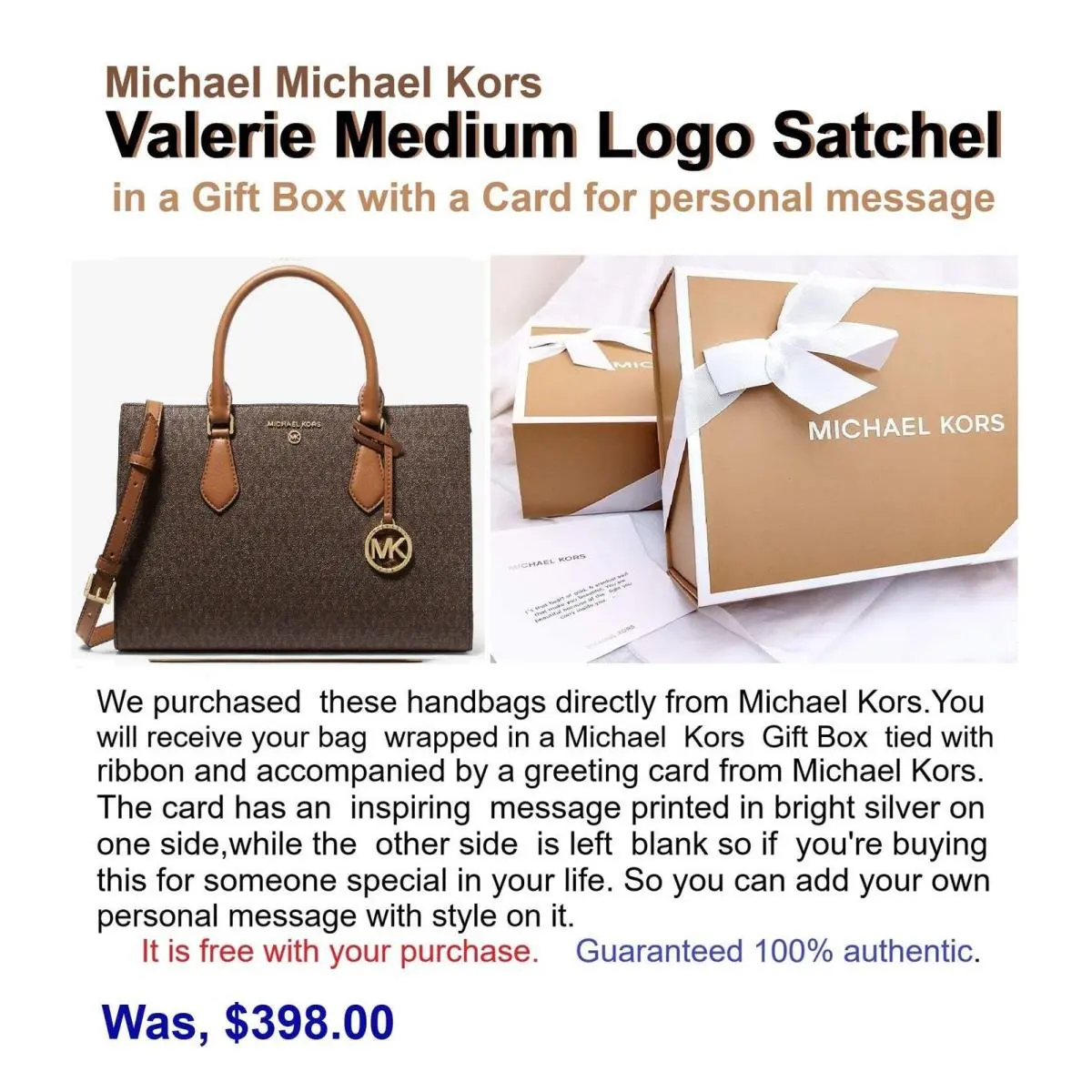 Valerie Medium Logo Satchel Handbag Brn/acorn by Michael Kors