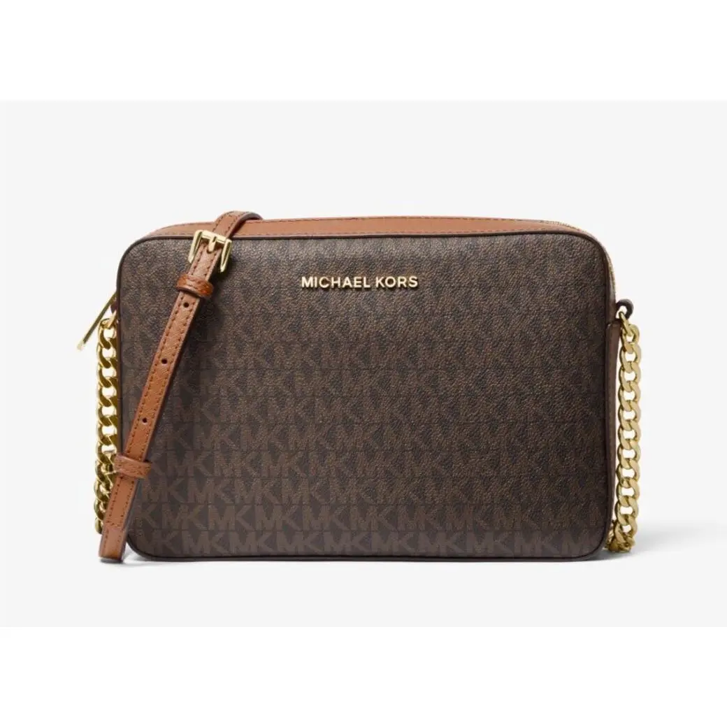 Michael Kors Jet Set Large Logo Crossbody Bag Brown