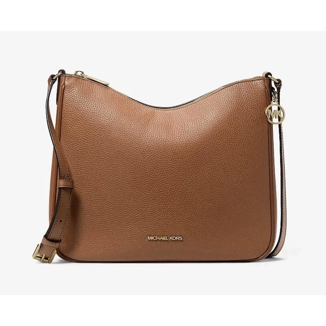 Michael Kors Med Nayla Pebbled Leather Messenger Bag Crossbody Gold Hardware