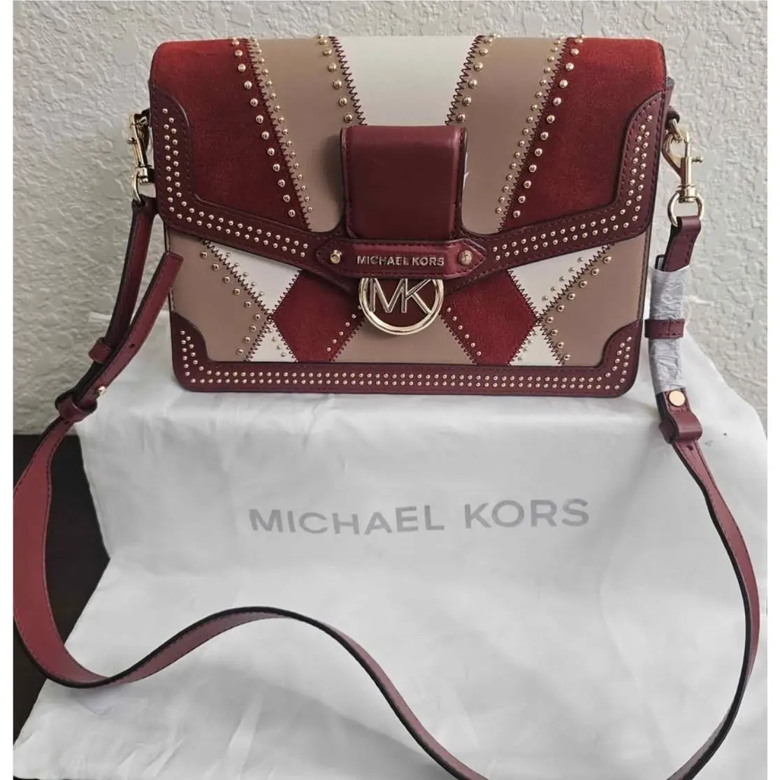 Michael Kors Women`s Jessie Leather Large Flap Shoulder Bag Brandy Multi