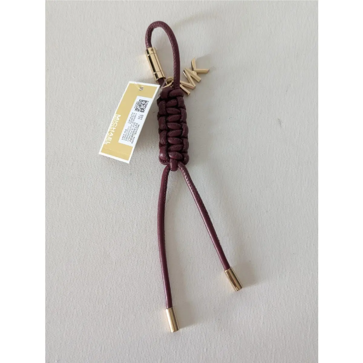 Michael Kors Mulberry Braided Cord Gold Logo Bag Charm Keychain Fob