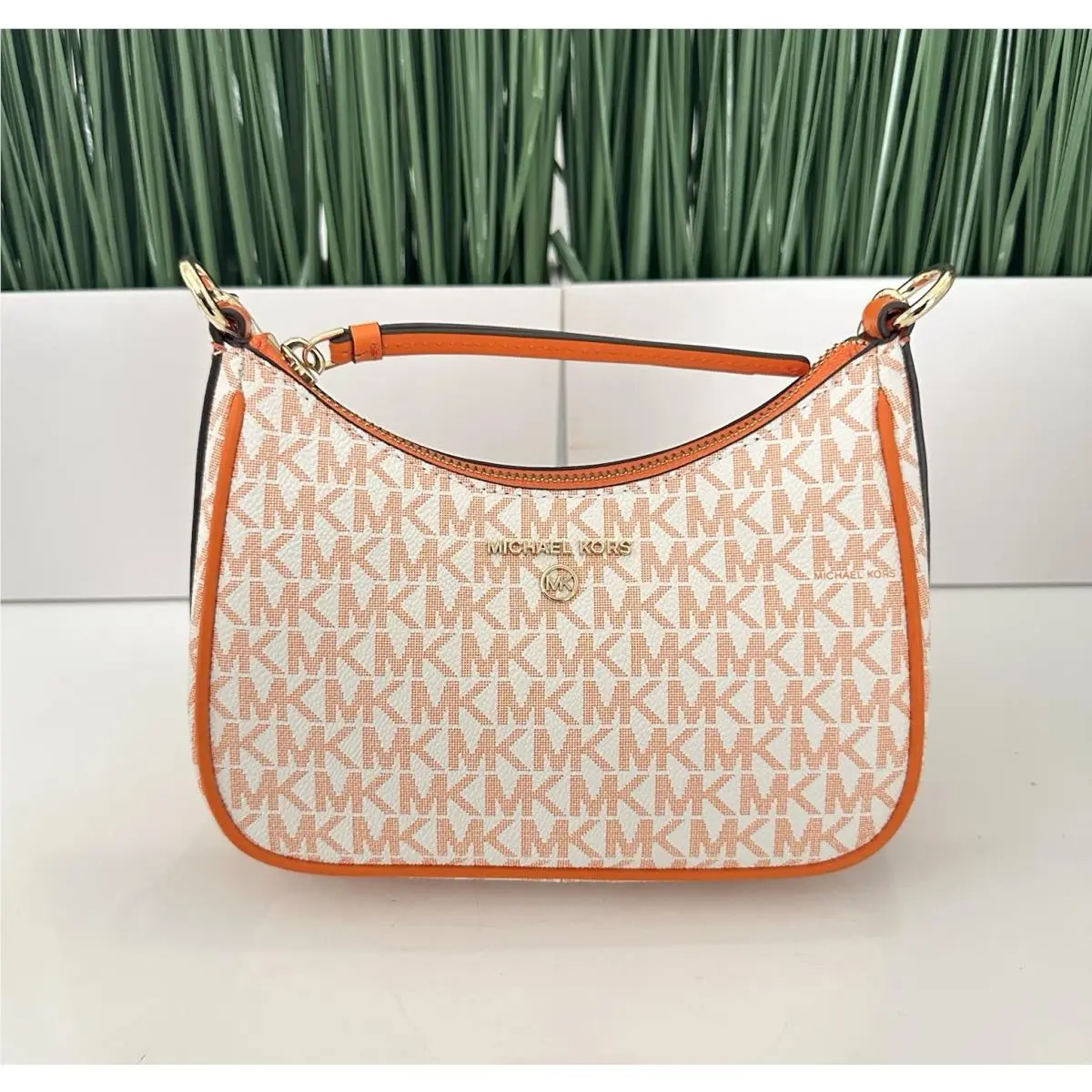 Michael Kors Jet Set Charm Orange Apricot Small Pochette Crossbody Womens Bag