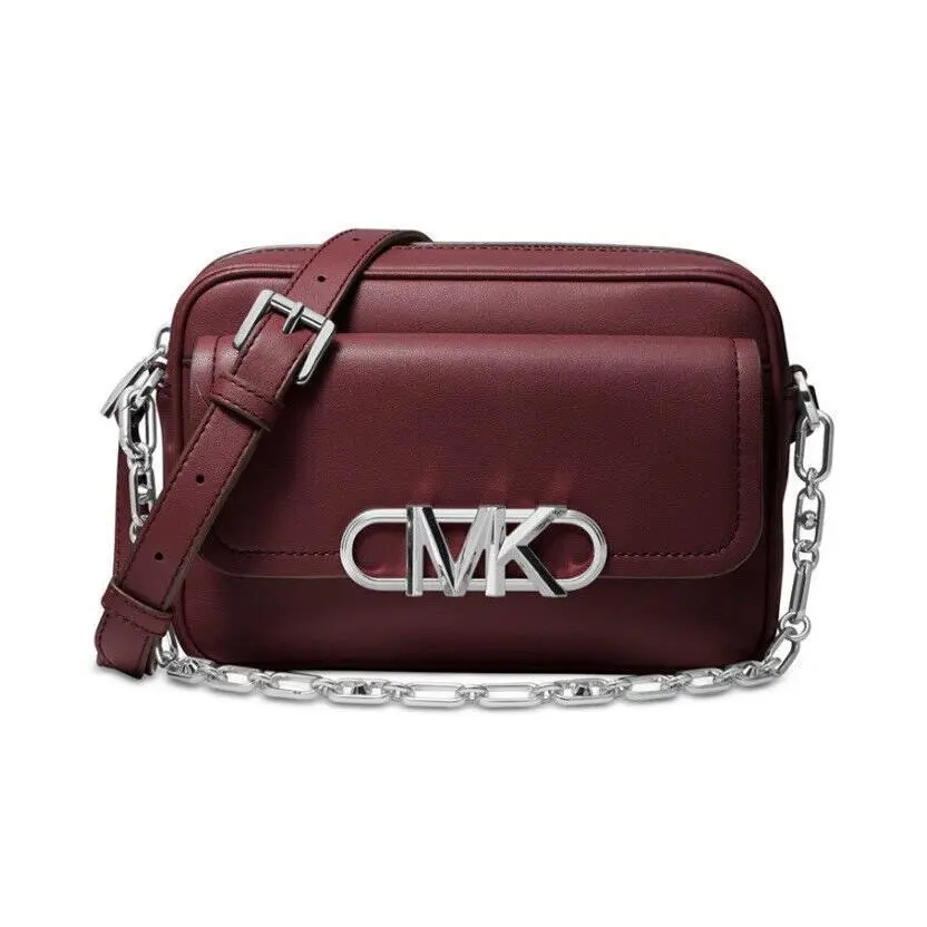 Leather Parker Chain Swag Camera Crossbody Bag Merlot Purple by Michael Kors
