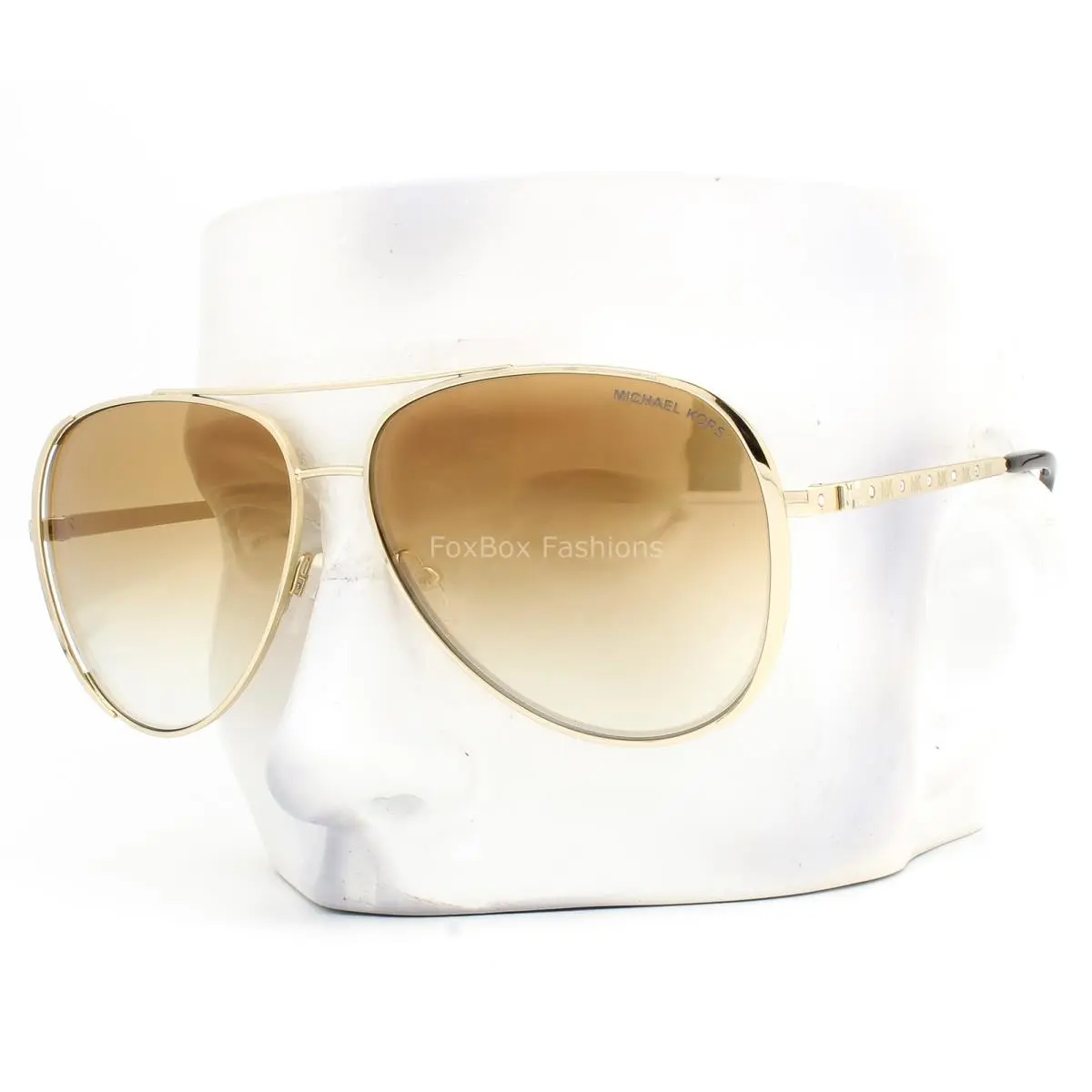 Michael Kors Sunglasses MK 1101B Chelsea Bright Aviator Light Gold Mirror W/case