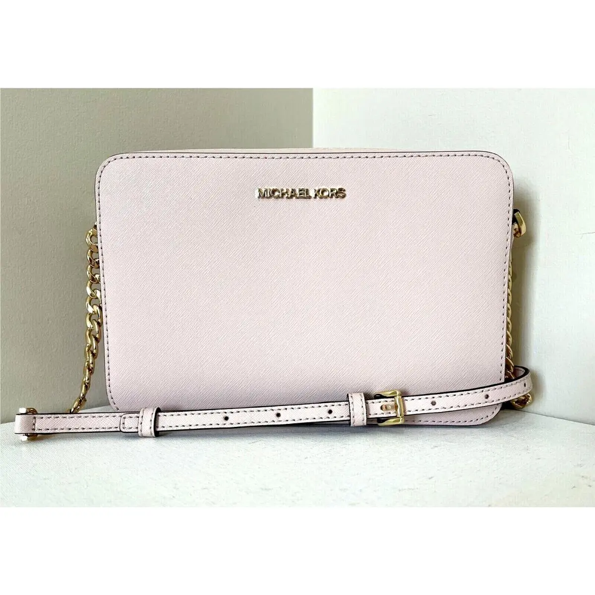 Michael Kors Jet Set Item Large Zip Chain Crossbody Bag Powder Blush