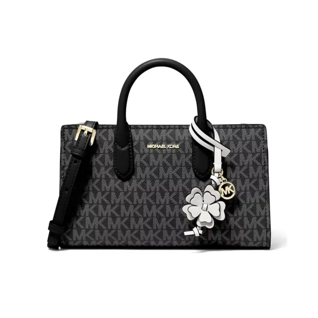 Black Scarlett Extra Small Crossbody Bag w/ Flower Charm Logo by Michael Kors