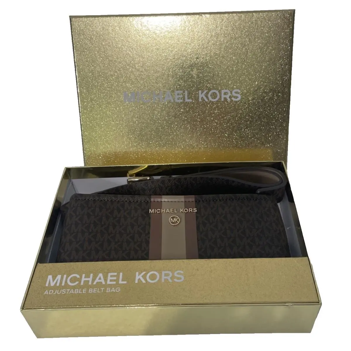 Michael Kors Logo Belt Bag Women L/xl Brown Stripe 29556203CG-200