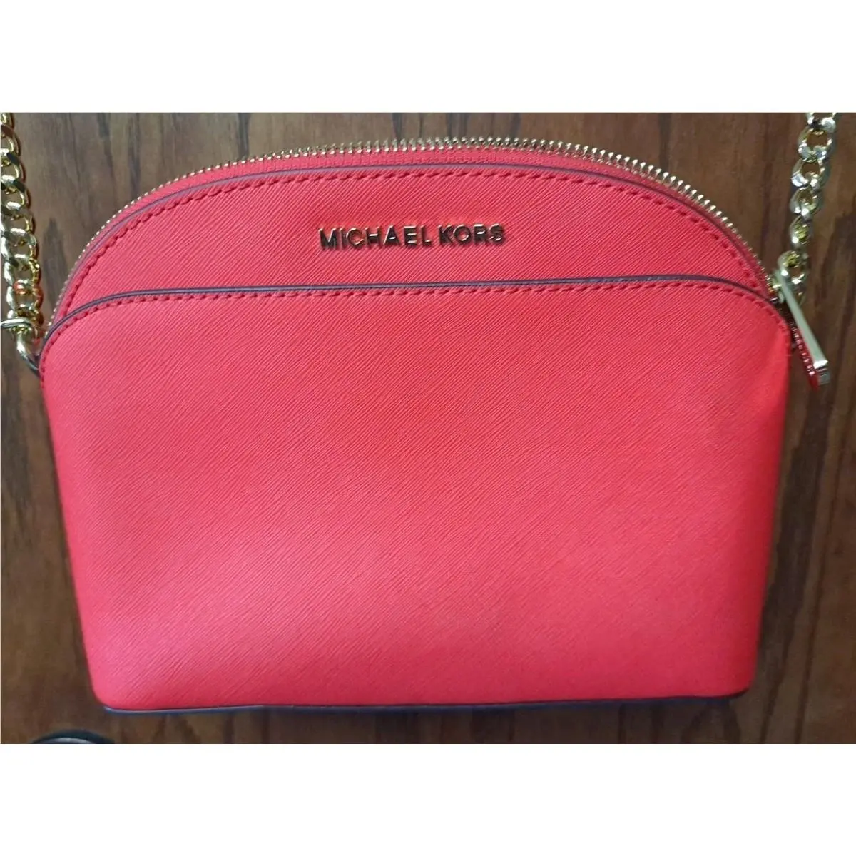 Michael Kors Emmy Medium Saffiano Leather Crossbody Bag Red Adjustable Strap