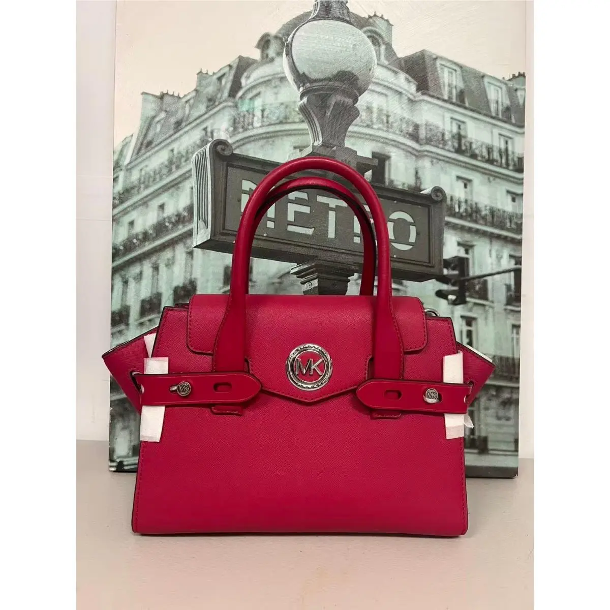 Michael Kors 30S0SNMS0L Belted Satchel Bag Chain Shoulder Bag For Women