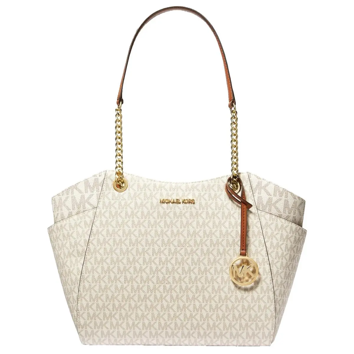Woman`s Signature Logo Shoulder Chain Tote Bag Vanilla 35S4GTVT3B by Michael Kors