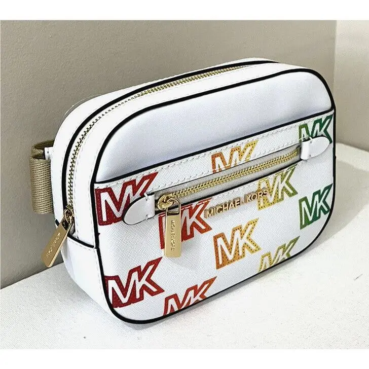 Michael Kors Zip Belt Bag Rainbow Pride Optic White with Dust Bag