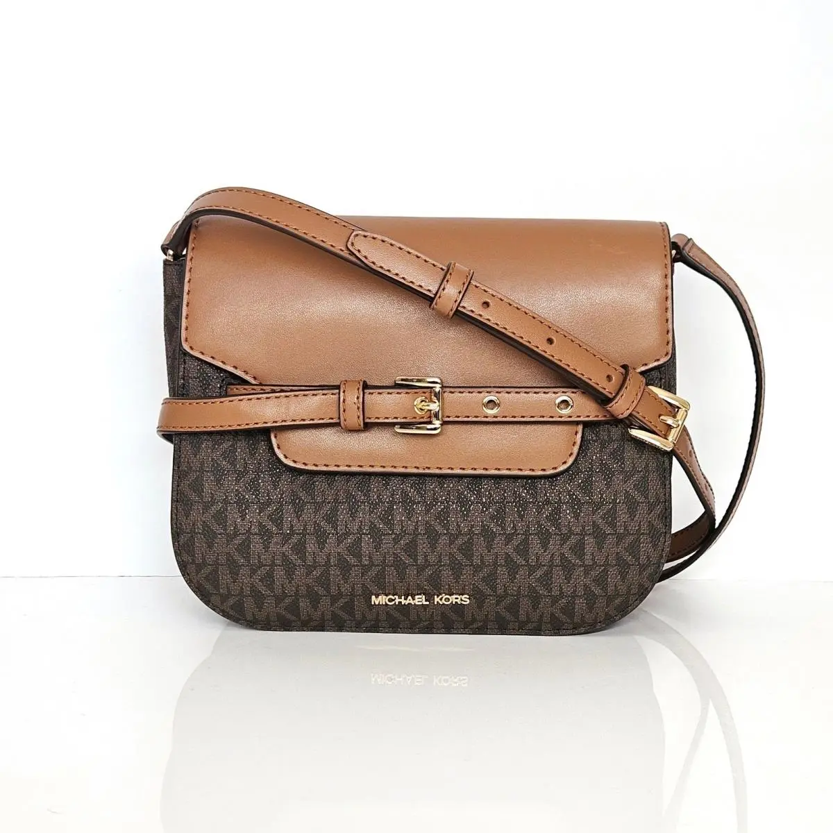 Michael Kors Emilia Small Saddle Crossbody Bag Brown 32F5GU5C1B