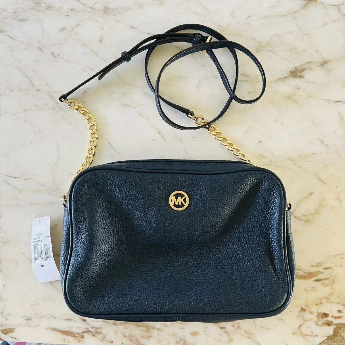 Michael Kors Fulton Solid Navy Leather East West Crossbody Bag