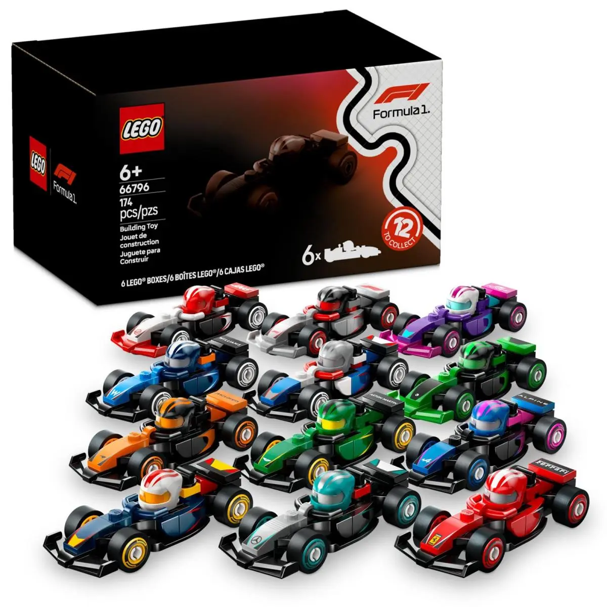 Lego F1 Collectible Race Cars 6 Pack - Building Set For Boys Multicolor