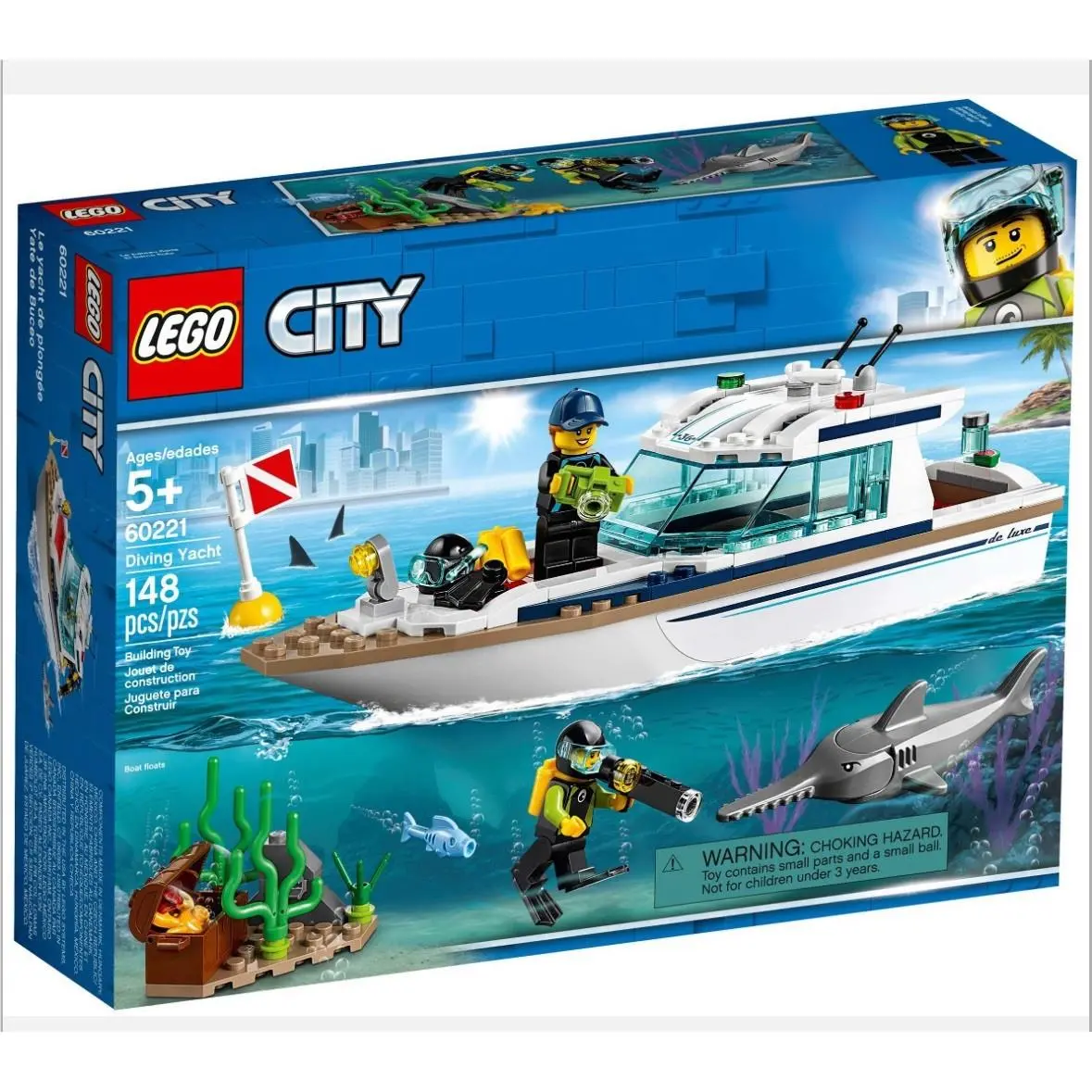 Lego 60221 Diving Yacht City Town Boat Kit Set Scuba Diver Shark Fish