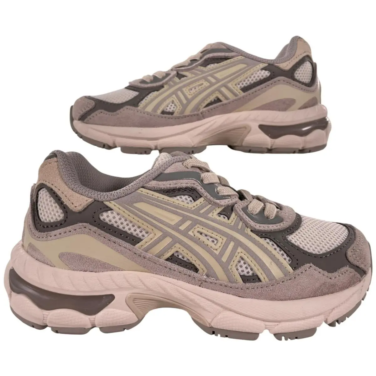 Asics Gel-nyc PS Kids Athletic Shoes Cream Oyster Grey Size K12
