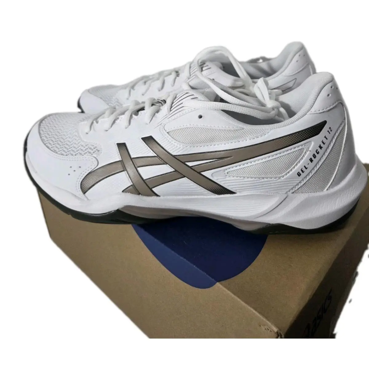 Size 12 Mens Asics Gel Rocket 12 Sneakers Tennis Shoes White/vintage Khaki