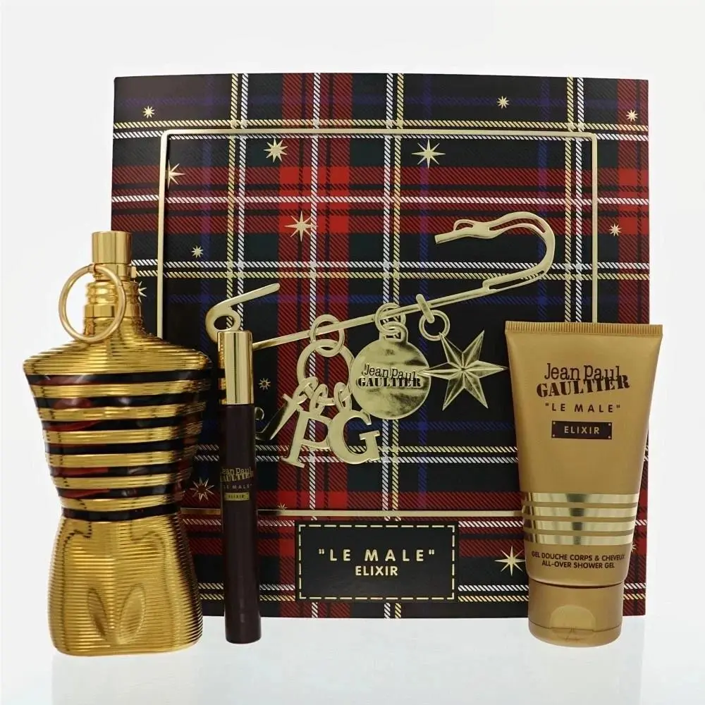 Le Male Elixir  3 Piece Set For Men 4.2 Oz Parfum Spray by Jean Paul Gaultier