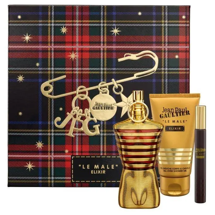 Jean Paul Gaultier Jpg Le Male Elixir Parfum 3 PC For Men 4.2oz Spray Giftset
