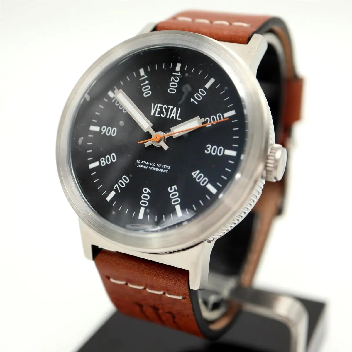 Vestal Retrofocus Mens 44mm Field Watch Monster Italian Leather w Battery