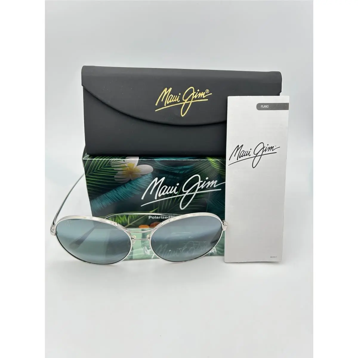 Maui Jim Polarized Sunglasses MJ547N 17 Opihi Silver Grey Neutral Titanium
