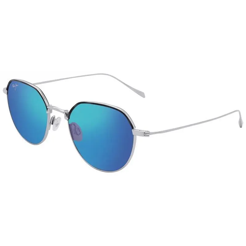 Island Eyes 859-17 Titanium Sunglasses Matte Silver Blue Hawaii Lens by Maui Jim