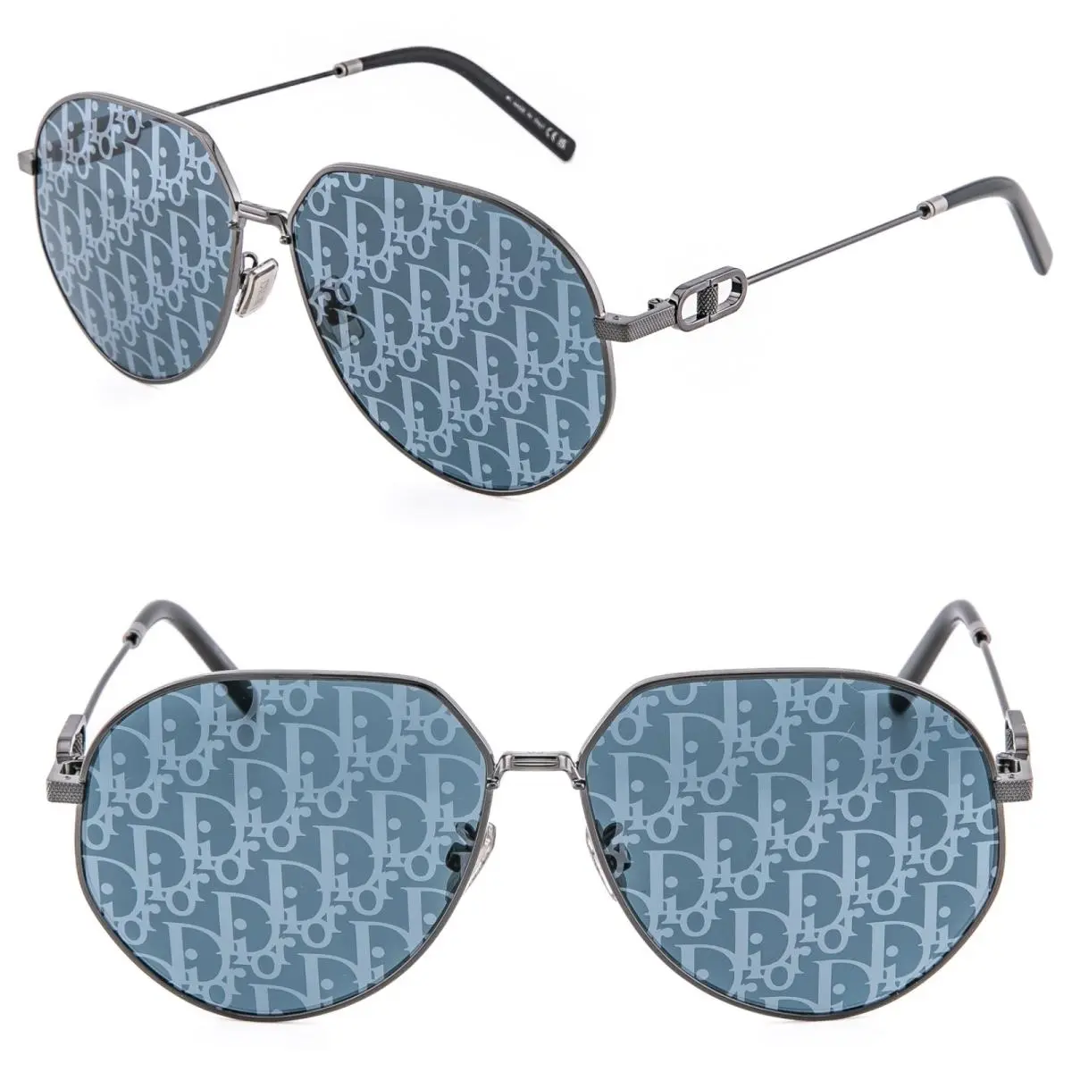 Christian Dior CD Link Ruthenium Blue Oblique Mirror Print A1U Sunglass CD40026U