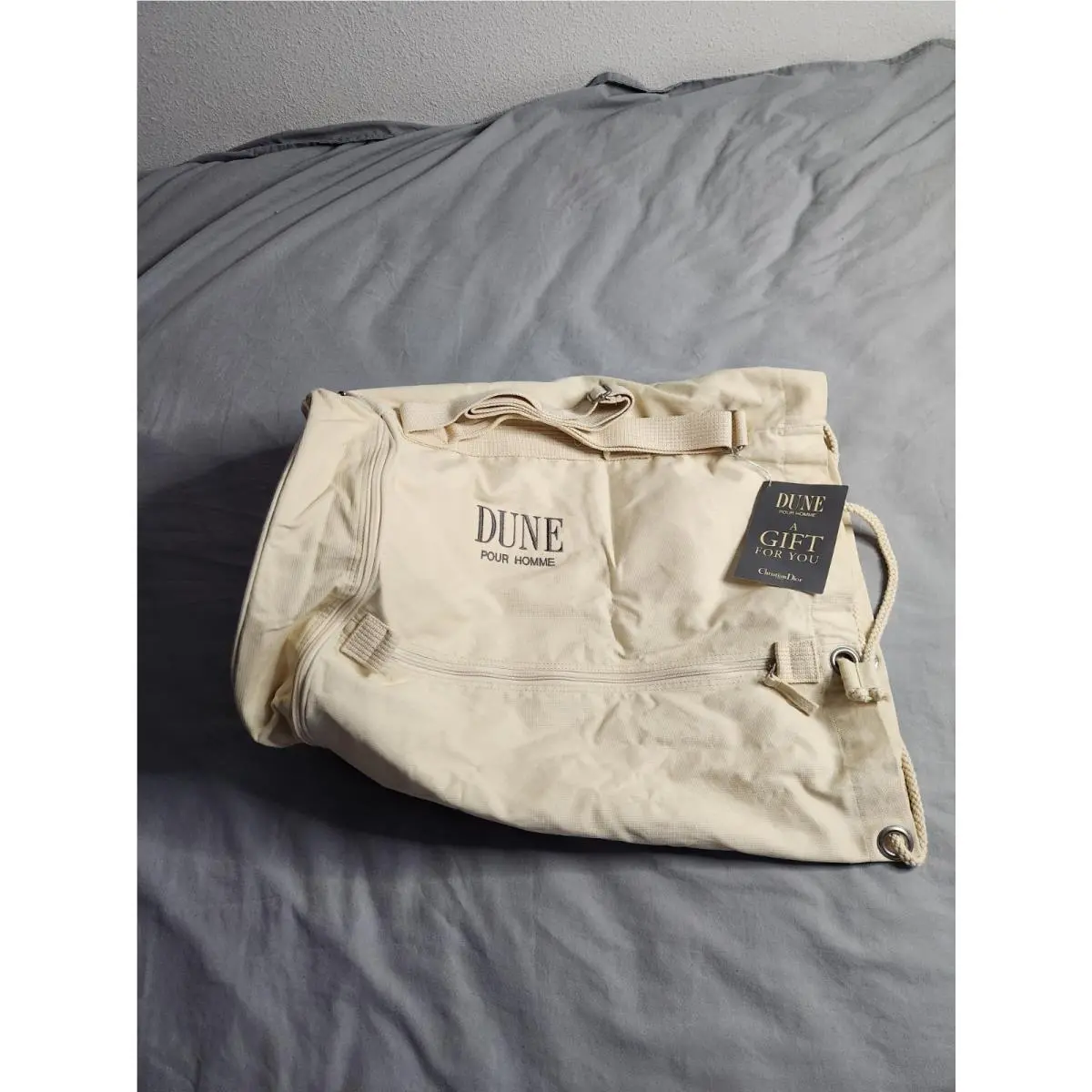 Christian Dior Dune Pour Homme Mens Cologne Duffle Carry Bag Pack Beige