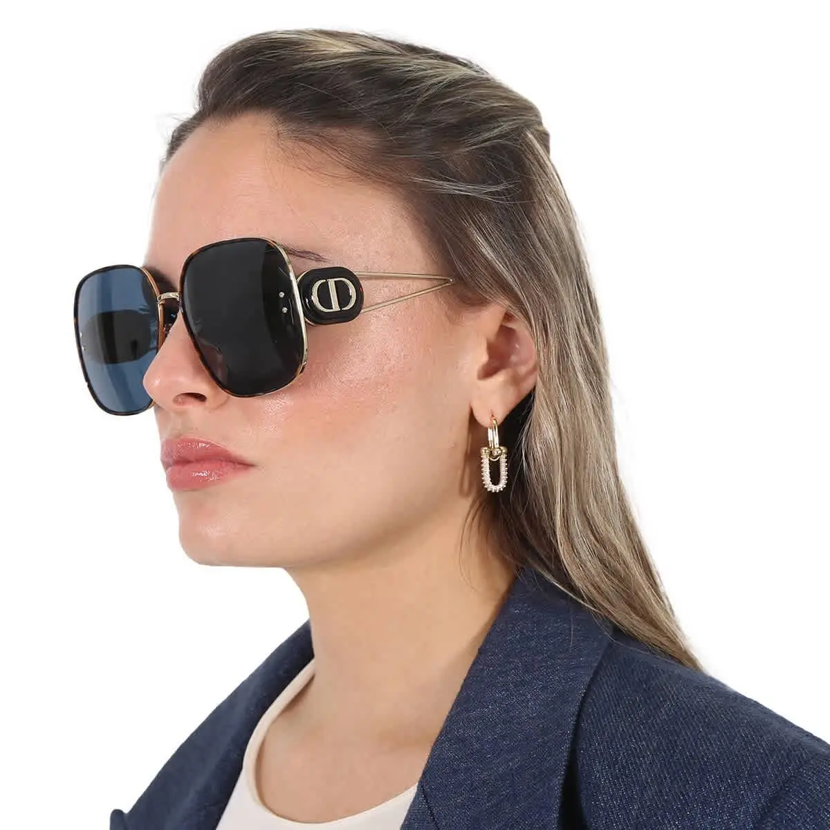 Dior Diorbobby Blue Square Ladies Sunglasses CD40050U 10V 64 CD40050U 10V 64