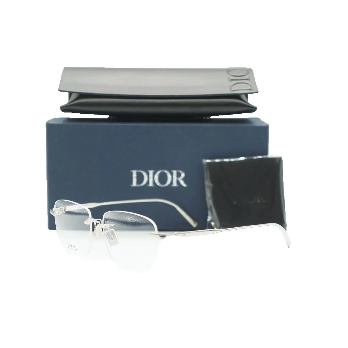 Christian Dior Diorblacksuito S3U F000 Shiny Silver Eyeglasses 54-16